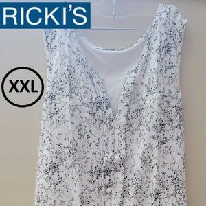 NWT RICKI'S MIXED MEDIA Floral Printed Sleeveless Summer HENLEY Tank TOP